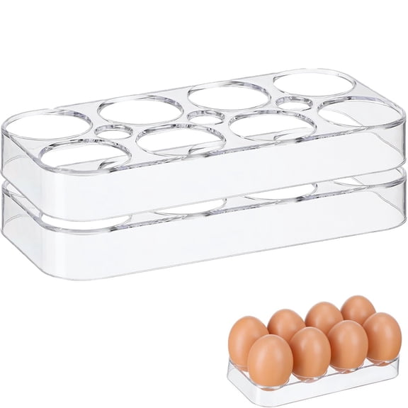 Duslogis 2Pcs Refrigerator Egg Tray 8 Grid Egg Storage Container With Clear Lid Compact Holder For Fridge Organization