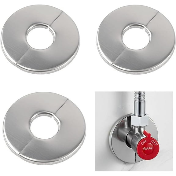 Artrylin 3 Pcs Escutcheon Plate Plumbing Cover Plates Wall Split Flange Stainless Steel Round Pipe Flange Faucet Flange Toilet Flange Escutcheon Ring Flange for 1.1 Inch Diameter Pipe