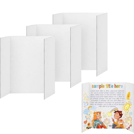Artrylin 3 Pcs Small Trifold Poster Board, 26 x 17 inches Presentation Board, Corrugated Display Board for Projects, Science Fairs, Bussiness