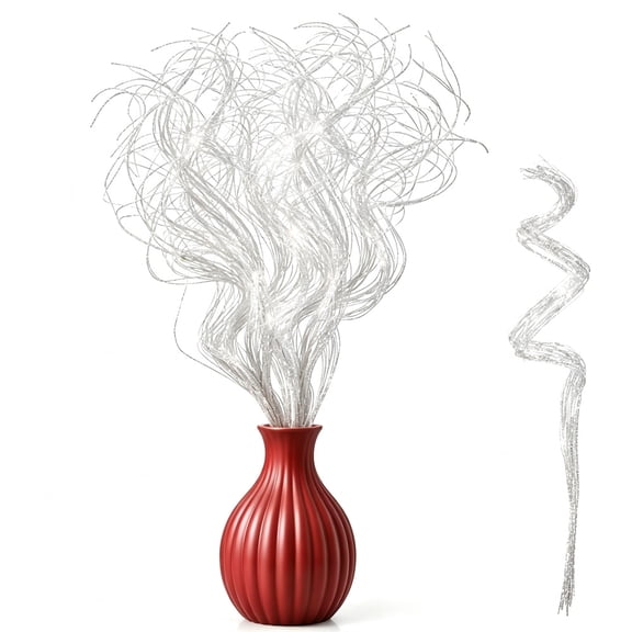 Duslogis 30 Pcs Curly Ting Branches Ting Ting Branches Glitter Branches Vase Filler Floral Crafts Home Decoration for Home Office Party Hotel Restaurant Patio or Yard Decoration (White)