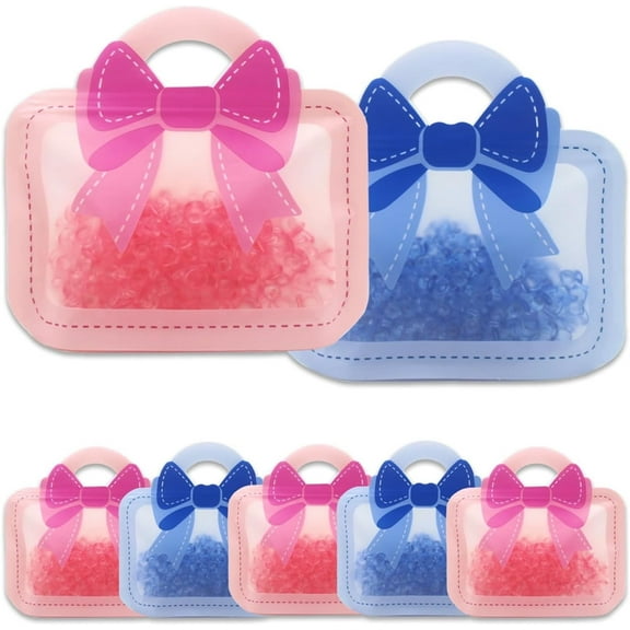 Artrylin 30PCS Cute Goodie Bags Party Favor Reusable Ziplock Decorations Treat Bags Bulk With Handle For Candy, Snack, Birthday, Party Gift BackPack Bow Theme Style (Pink&Blue)