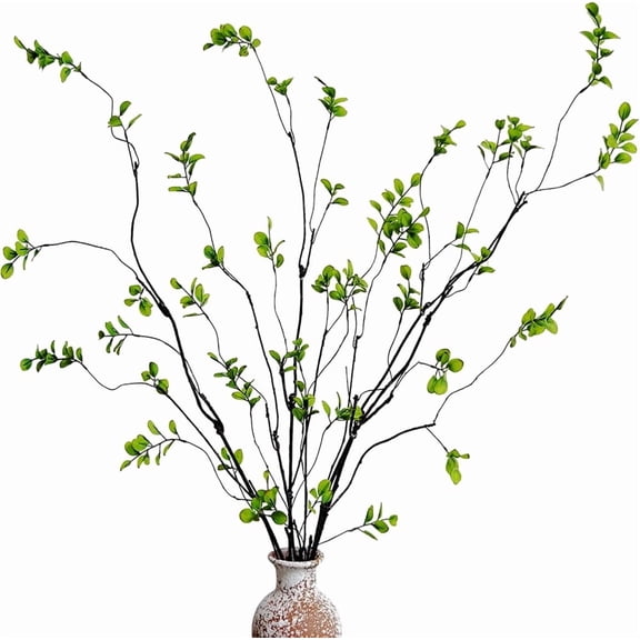 Duslogis 35.4 Inch 4 Pcs Artificial Branches Realistic Ficus Branches，Artificial Greenery Stems, Realistic Touch Flexible Branches, Green Fake Plant, for Home Decor Tables Vases Garden Decor