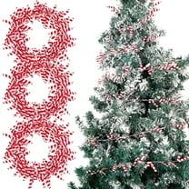 Duslogis 3Pcs 75 Feet Christmas Candy Canes Wire Garland for Christmas Tree Decoration, Colored Tinsel Garlands with Wire for Wreath Making Party Ornaments (Red)