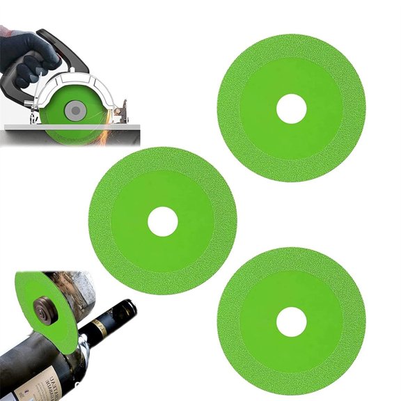 Duslogis 3pcs Glass Cutting Disc, Ceramic Cutting Blade for 4Inch Angle Grinder Glass Tile Saw Blade Rock Slab Grinding Disc Glass Diamond Blade for Glass Ceramics Jade Crystals Tile(Green)