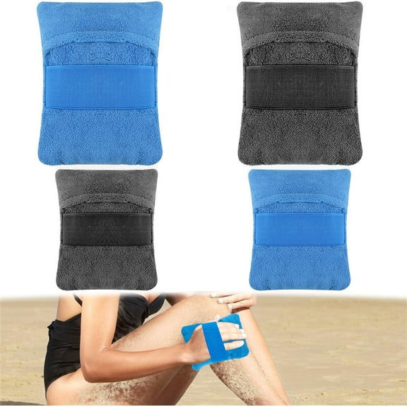 Duslogis 4 PCS Sand Remover for Beach,Sand Removal Bag,Sand Wipe Off Mitt Beach Sand Cleaner,Powder Pouches Sand Remover Beach Essentials for Vacation