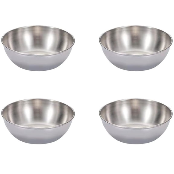 Duslogis 4 PCS Stainless Steel Mini Soy Sauce Dish, Individual Round Seasoning Bowls, Sushi Dipping Bowl, Ingredient Bowls for Prep Appetizer Plates (3.3 inch x 1.1 inch x 2 inch, Silver)