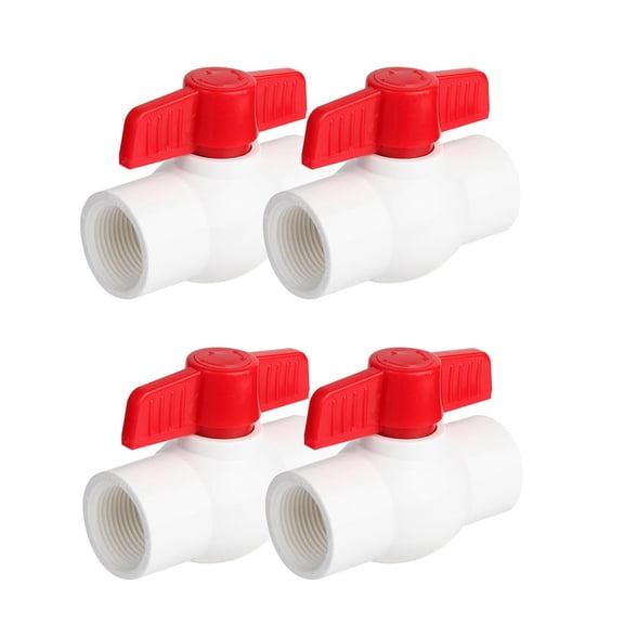 Duslogis 4 Pack 1'' Plastic Ball Valves, T-handle Water Shut-Off Ball Valve Threaded, Plastic Ball Valve 1 inch for Water Project, Swiming Pool, Sewage Pump, Irrigation System, Thread