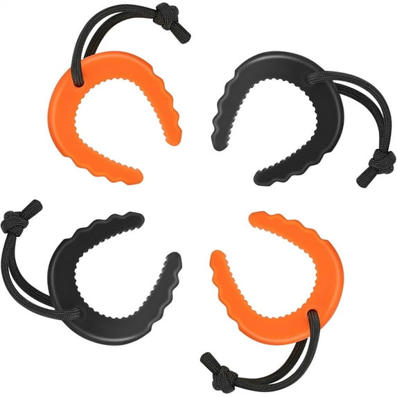 Duslogis 4 Pack First Responder Door Stops Black Door Stoppers Security Baby Proof Door Handle Stopper Door Finger Pinch Guard Door Jammer Stoppers for Top of Door,2 Black+2 Orange