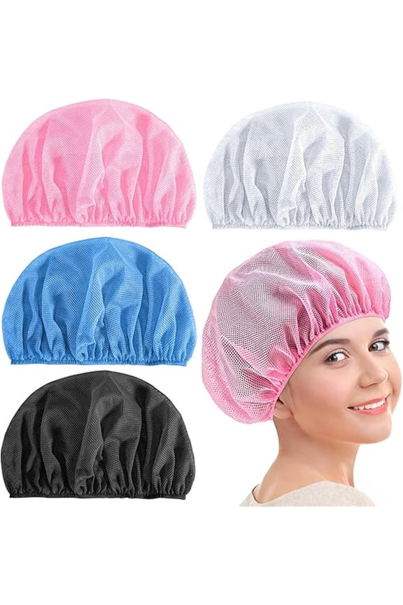 4 Pcs Mesh Sleep Bonnet for Women,Mesh Sleep Caps for Sleeping,Night Mesh Bonnet Cap for Curly Frizzy Hair Protection,Hair Nets for Sleeping (4 Colors)