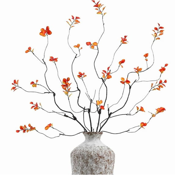 Duslogis 4pcs 35.4" Fall Artificial Ficus Branches Branches, Autumn Fake Plants with Stems Faux Yellow Leaf Shrub Bushes for Home Indoor Centerpiece Vase Filler, Thanksgiving Banquet Decor