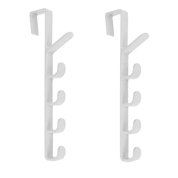 Duslogis 5 Layers Over The Door Hook Organizer Rack Hanger Backpack Handbag Door Hook, Pack of 2 (White)