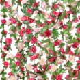 thumbnail image 1 of Duslogis 5 Pcs 39.4 Ft Flower Garland,Rose Garland,Pink Flower Vines for Decoration, Wedding, Garden, Wall Decoration,Backdrop,Bedroom,Birthday Party (Pink), 1 of 7