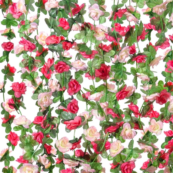 Duslogis 5 Pcs 39.4 Ft Flower Garland,Rose Garland,Pink Flower Vines for Decoration, Wedding, Garden, Wall Decoration,Backdrop,Bedroom,Birthday Party (Pink)