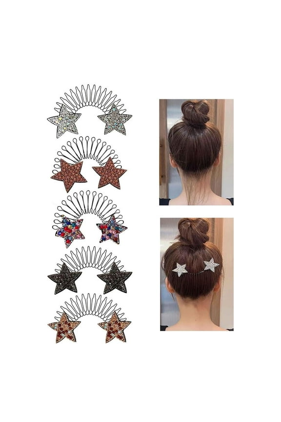 5 Pcs Star Hair Clip, Stretchable Invisible Hair Clips, U Shape Hair Finishing Fixer Comb, Creaseless Hair Clips, Colorful Star Messy Hair Fixer, Hair Styling Tools For Girls