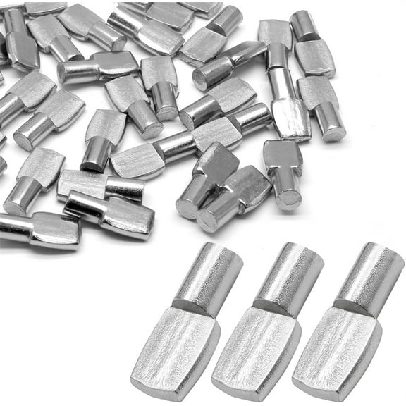 Duslogis 50 PCS 7mm Shelf Pins, Shelf Pegs, Metal Nickel Shelf Pins, Shelf Support Pegs, Cabinet Shelf Pegs, Shelf Pegs for Shelves, Shelf Pins 7mm, Spoon Shaped Cabinet Support Pegs Holder
