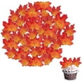 thumbnail image 1 of Duslogis 50 Pack Edible Fall Leaves Cupcake Cake Toppers Wafer Paper Autumn Maple Leaf Cake Decorations Thanksgiving Theme Cake Picks Wedding Birthday Baby Shower Party Decor (Style 2), 1 of 7