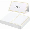 thumbnail image 1 of Duslogis 50 Pcs Name Place Cards with Foil Border Blank Escort Small Table Tent Cards for Party Table Seating Weddings Banquets Dinner Birthday Events, 2 x 3.3 Inch(Gold), 1 of 7