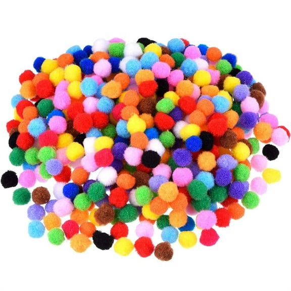 Duslogis 500 Pcs Small Pom Poms for Crafts - Craft Pompoms Balls,Assorted Bright Color Bulk Arts and Making Hobby Supplies,Holiday Party,Christmas Decor,0.59 Inch
