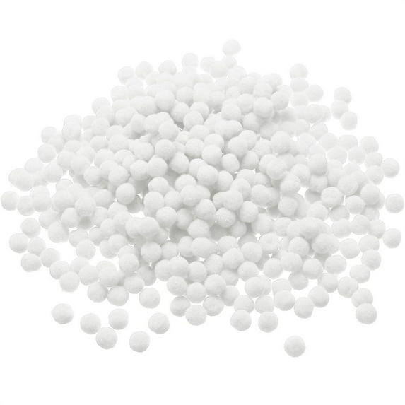 Duslogis 500 Pcs White Pom Poms, 0.59 Inch White Fuzzy Pompom Puff Balls, Small Craft Pom Poms for DIY Arts, Mother's Day Decorations, Home Decorations, Crafts Projects Creative Decoration