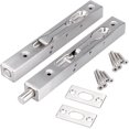 thumbnail image 1 of Duslogis 6 Inch Door Bolts,Door Slide Bolt Lock Door Flush Bolt Security Latch Bolt with Powerful Spring, Security Guard Lever Action Door Flush Bolt Latch for Bedroom,Cupboard (2Pcs,Silver), 1 of 7
