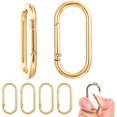 thumbnail image 1 of Duslogis 6 PCS Oval Carabiner Metal Open Snap Hooks Clip Spring Keyring Buckle Heavy Duty Chain Wallet Chain Link Hardware Accessories for Bag Pet Collar Lanyard Outdoor Camping Hiking, Gold, 1 of 7