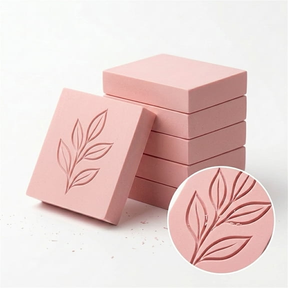 Duslogis 6 Pcs 2" X 2" Rubber Carving Blocks Linoleum Blocks for Printmaking, Stamp Making, DIY Crafting, Scrapbook, Painting, Soft and Easy to Carve (Square)