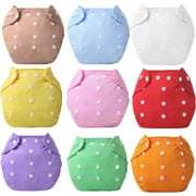 Duslogis 8 Pack Baby Cloth Diapers One Size Washable Reusable for Baby (0-1 years) - Waterproof Baby Diaper Panties for 3-10KG Baby