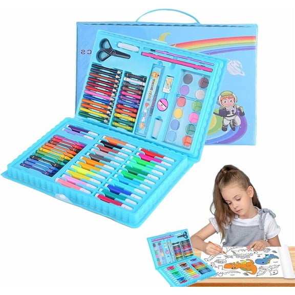 Duslogis 86 PCS Art Supplies, Drawing Art Kit for Kids Adults Art Set with Oil Pastels, Crayons, Colored Pencils, Watercolor Pens Gift for Girls Boys Artist,Blue