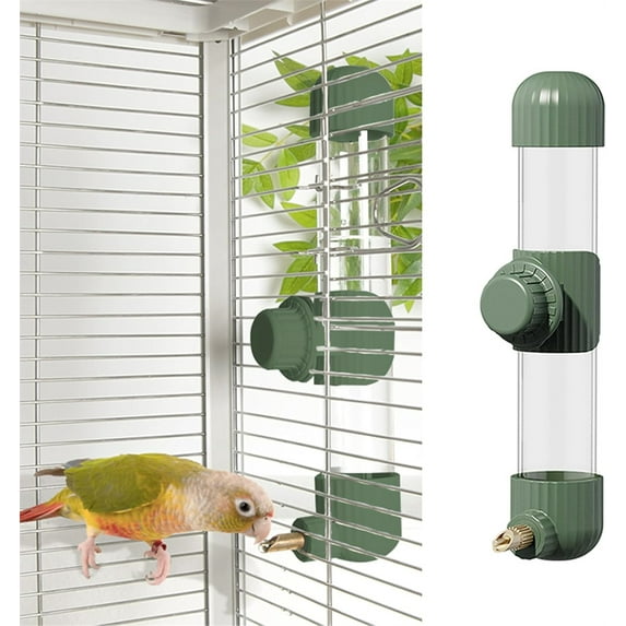 Duslogis 9.4 Fl Oz Bird Water Feeder No Mess Bird Cage Suspended Automatic Water Dispenser Parakeet Cockatiel Finch Lovebirds Budgies Canary (Green)