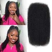 Duslogis Afro Kinkys Bulk Human Hair for Dreadlocks Extensions Repair, Twist Braiding Afro Kinky Human Hair for Mini Twist Hair 1 Pack 50 Gram Natural Black Color 12 inches, Black