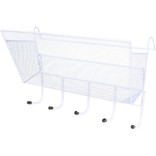 Duslogis Bedside Shelf Storage Baskets with 5 Hooks,Bedside Caddy/Bedside Storage Bag Hanging