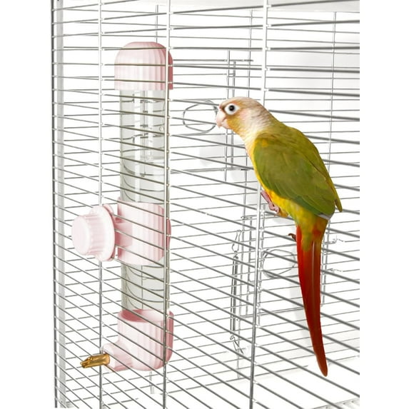 Duslogis Bird Drinker Waterer Parakeet Water Dispenser for Cage Bird Drinking Water Bottle Parrot Automatic Drinking Device for Budgie Cockatiel Lovebirds Canary Finch (9.4oz/220ml, Pink)