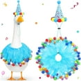 thumbnail image 1 of Duslogis Birthday Porch Goose Outfit Lawn Clothes Hat and Tutu Collar Plastic Outfits for 23" 17" Cement Goose Outdoor Garden Lawn Art Decor (Blue), 1 of 7