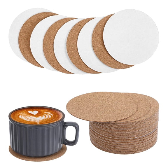 Duslogis Coaster Backing Sheets - Scratch-Resistant Surface Protection with Cork Pads - Custom DIY Craft Projects - Circle Craft Sheets for Versatile Designs - Pack of 50, 3.5 in Round Brown