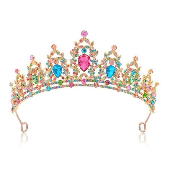 Duslogis Crystal Tiaras and Crowns for Women - Wedding and Birthday Party Princess Crown Hair Accessories - Bride Rhinestone Headband (Rainbow)
