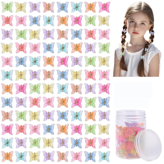 Duslogis Cute Mini Butterfly Hair Clips for Women,100Pcs Tiny Hair Clips for Thin Fine Hair Mixed Color Hair Clips Strong Grip Hair Accessories