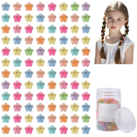 Duslogis Cute Mini Flower Hair Clips for Women,100Pcs Tiny Hair Clips for Thin Fine Hair Mixed Color Hair Clips Strong Grip Hair Accessories