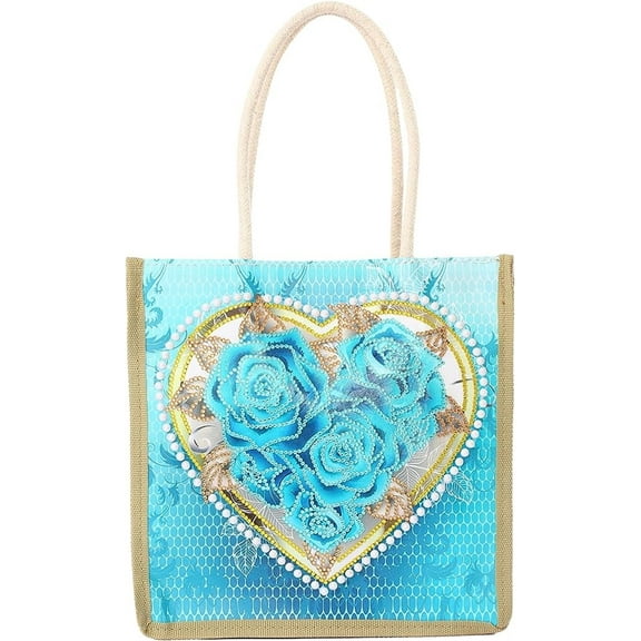 Artrylin DIY Diamond Tote Bag Rose Style Canvas Handbag Eco Friendly Shopping Bag Cross Stitch Art Kits Reusable Woman Home Decor Storage Bag Christmas Decorations Gifts(C)