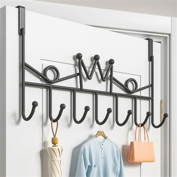Artrylin Over The Door Hook,Over Door Towel Rack,Over Door Coat Rack,Door Hanger Hook,Clothes,Belt, Hat,Behind Back of Bathroom, Towel Hanger 7 Hooks (Black)
