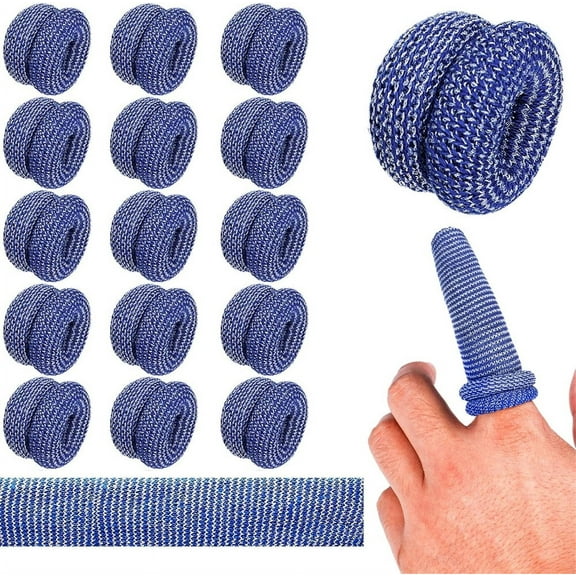 Duslogis Finger Bandage Finger Roll Tubular Bandage 15 Pcs Breathable Finger Cots Wounds Care Dressings Elastic Thumb Bandages for Finger Sprains First Aid Scald Protection Gardening Work,Blue