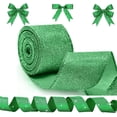 thumbnail image 1 of Duslogis Green Glitter Ribbon Green Wired Ribbon 2.5 Inch Wide Ribbon by 10 Yards Green Christmas Ribbon Emerald Green Ribbon for Christmas Tree Decoration, Ribbon Garland, Wreath Bow Making, 1 of 7
