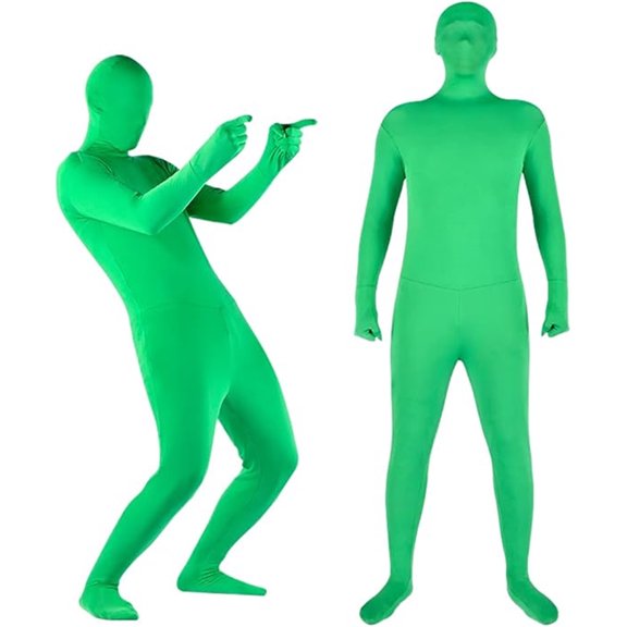 Duslogis Green Screen Suit,Full Body Photography Chromakey Green Bodysuit Stretch Unisex for Special Effect Festival Cosplay
