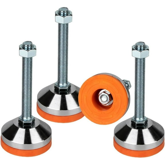 Duslogis Leveler Feet,Heavy Duty Leveler Leg 2.36" Dia Base, Leveling feet M12 Thread, 1300 Lb Capacity,Capacity for Workbench, Machine, Cabinet & More (4 Pack,Orange)