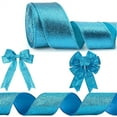 thumbnail image 1 of Duslogis Light Blue Ribbon for Christmas Tree Blue Christmas Ribbon Wired Glitter Ribbons Garland 2.5 Inch 10 Yards Thick Wired Ribbons for Gift Wrapping Party Decoration, 1 of 7