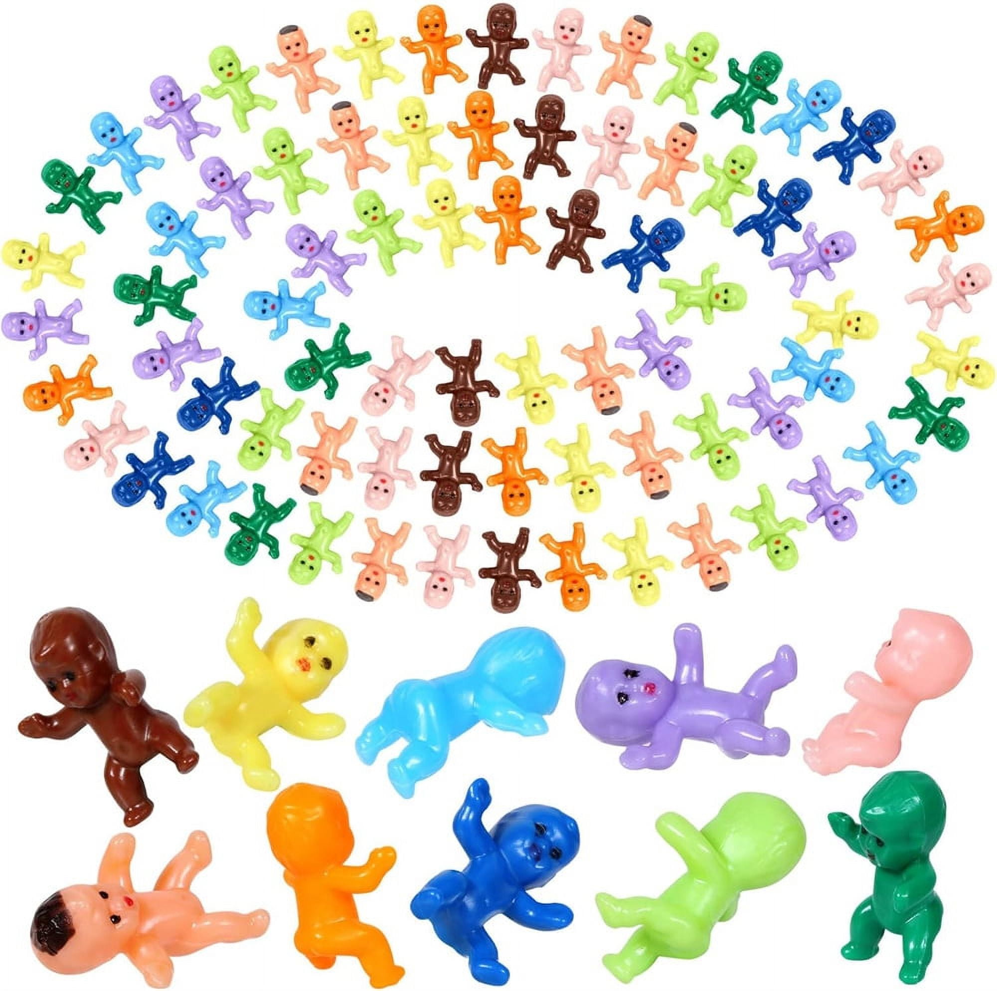 Duslogis Mini Plastic Babies, 100 Pcs Mini Baby 1 Inch Small King Cake
