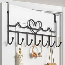 Duslogis over Door Hanger, Metal over The Door Hook Rack with 7 Hooks for Hanging Towel Robe Coat Bathroom Bedroom Black