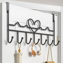 Duslogis Over Door Hanger, Metal Over The Door Hook Rack with 7 Hooks for Hanging Towel Robe Coat Bathroom Bedroom Black