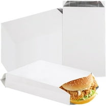 Duslogis Paper Foil Sandwich Bags, 50pcs 4.7"x8.6"x1.6" White Hamburger Wrappers Bags, Aluminum Foil Grease Resistant Food Storage Packaging Bag for Hot Food Hot Dog Bakery Cookies Snacks
