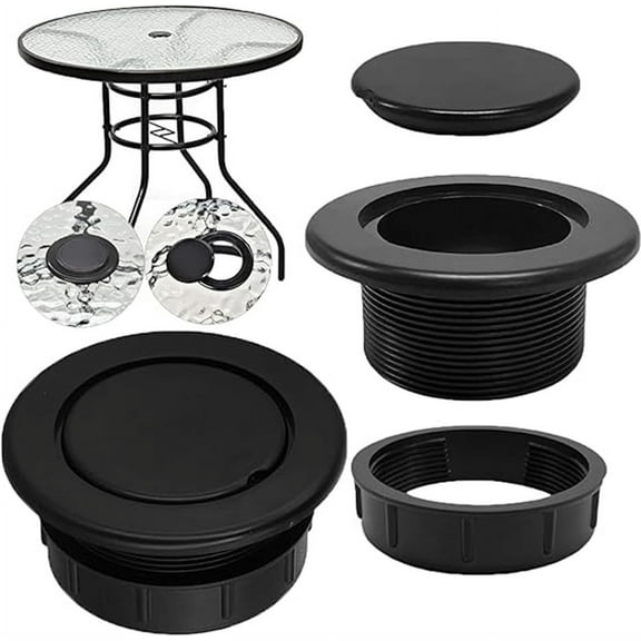Duslogis Patio Table Umbrella Hole Ring Plug Cap Set for Outdoor Parasol Table Hole Cover Insert Pole Replacement Stabilizer Parts Black