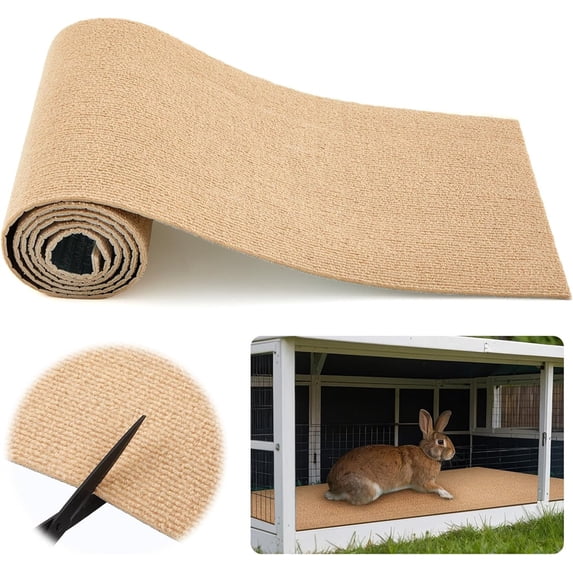 Duslogis Rabbit Scratching Pad, Non-Woven Blanket with Back Adhesive, Rabbit Toys for Bunnies Boredom, Bunny Scratch Pad, Bunny Enrichment for Cage, Indoor, Living Room, Sofa (Khaki)